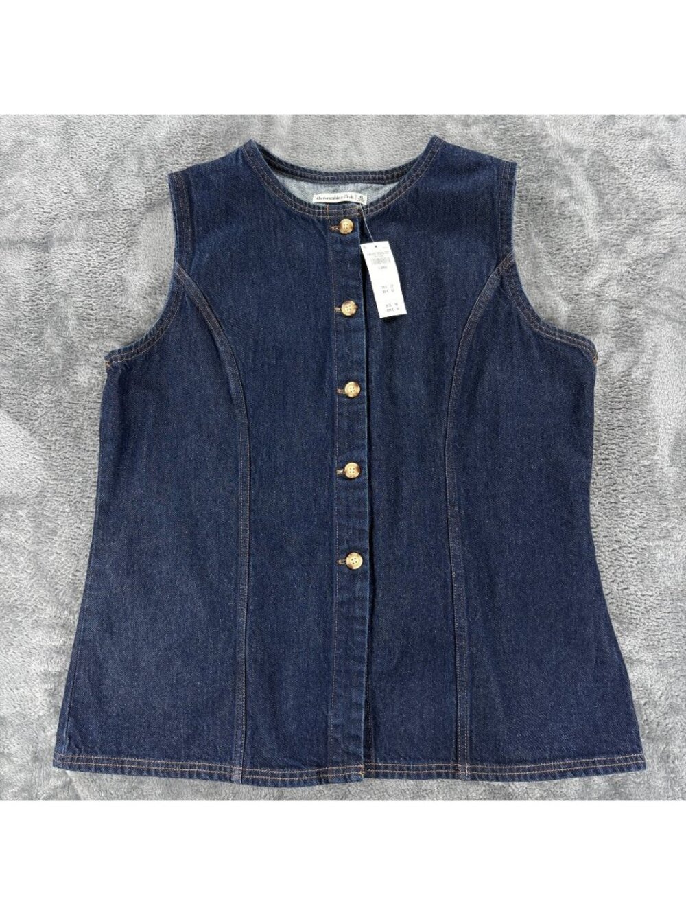 Abercrombie & Fitch Denim Mini Dress Womens XL Blue Button Front Sleeveless NWT